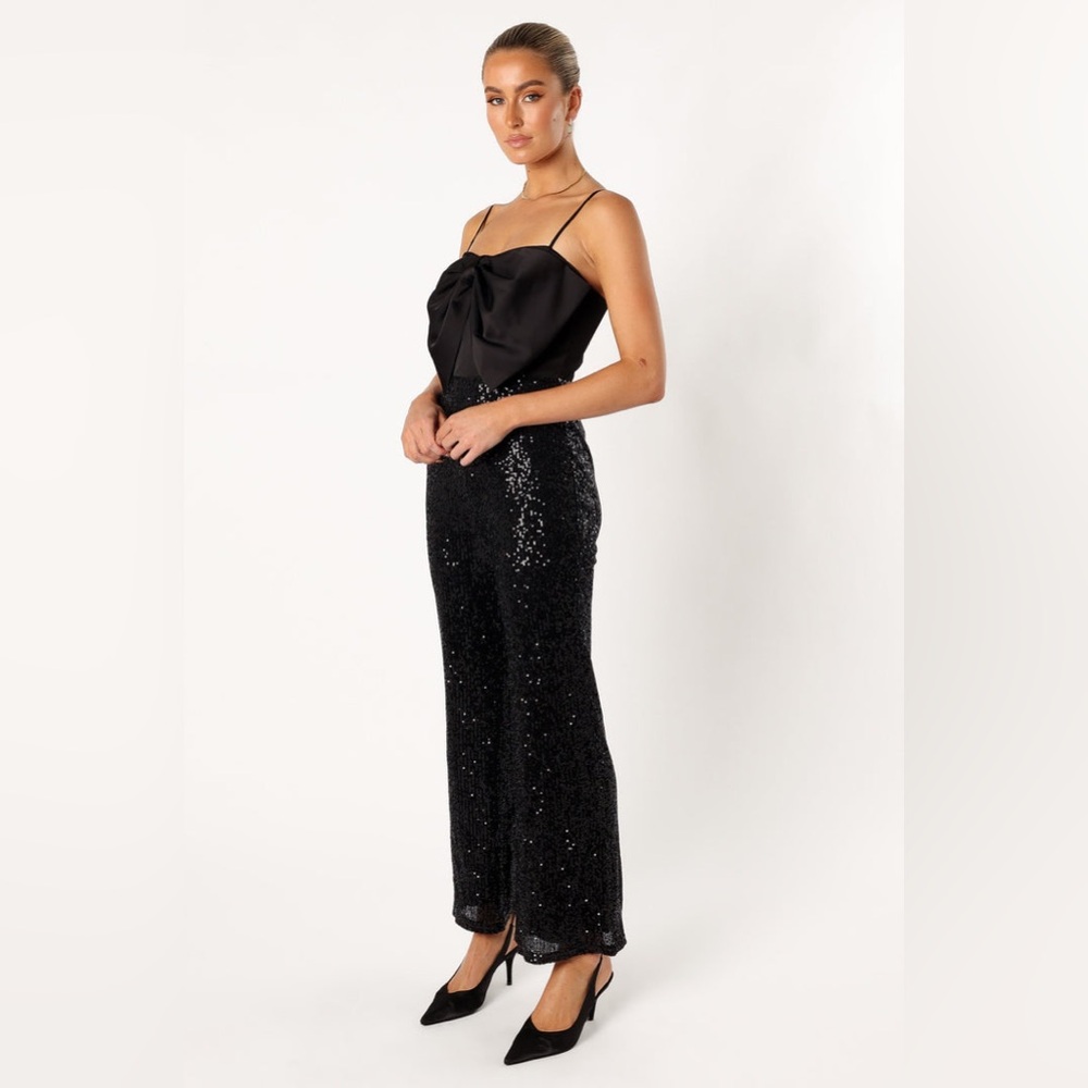 Petal & pup sequin bow bust bell leg jumpsuit nwot - Picture 3 of 7